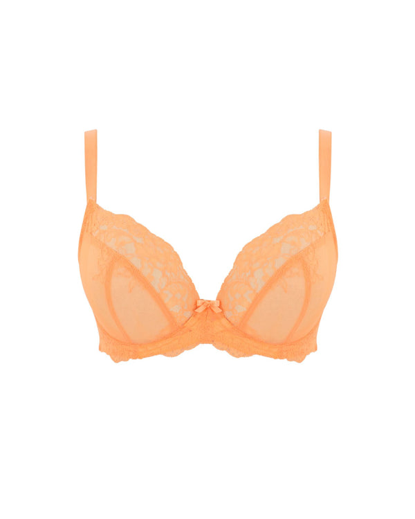 Panache Ana Plunge Bra in Peach Melba made for the curvier woman with a big bust front view ghost