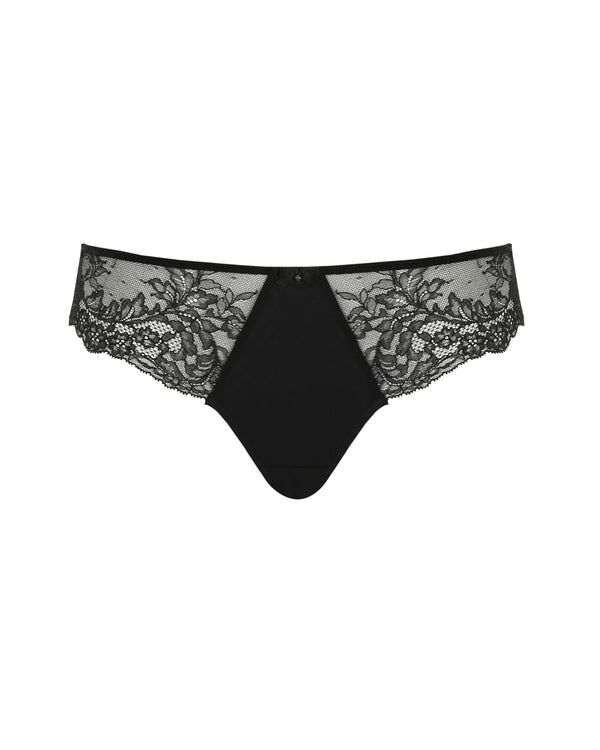 Panache Ana Thong in Black made for curves front view ghost