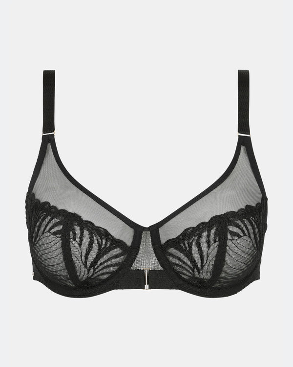 Legend Very Covering UW Bra in Black made for the curvier woman with a big bust front view ghost