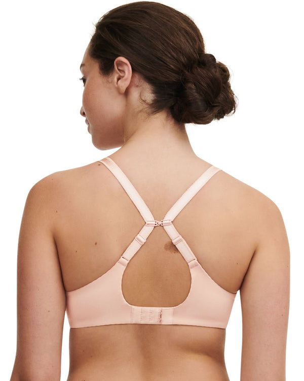 Chantelle Norah Chic Plunge T-shirt Bra in Soft Pink made for the curvier woman with a big bust cross back strap view