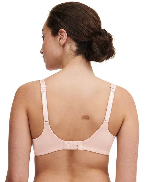 Chantelle Norah Chic Plunge T-shirt Bra in Soft Pink made for the curvier woman with a big bust straight back strap view