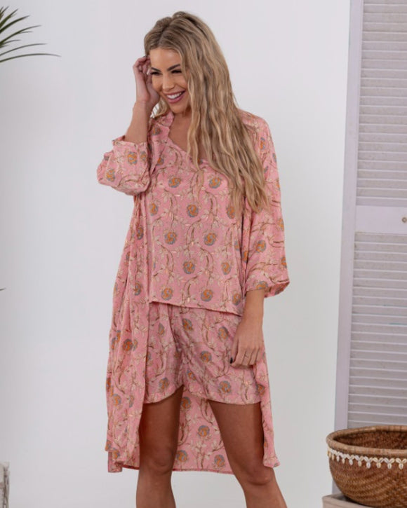 Cienna Silk Pyjama Robe Set Short with Robe