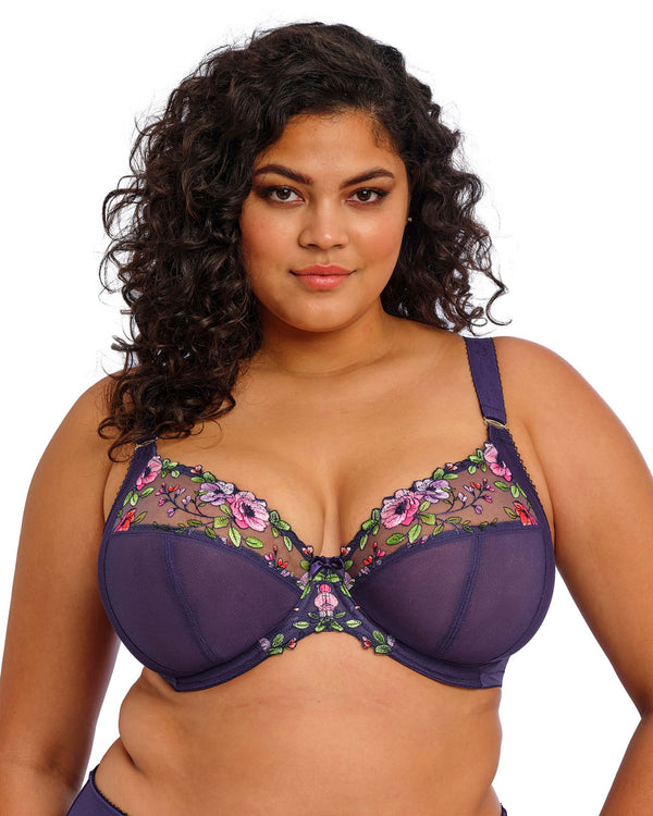 Elomi Himari Plunge Bra in Midnight made for the curvier woman with a big bust front view