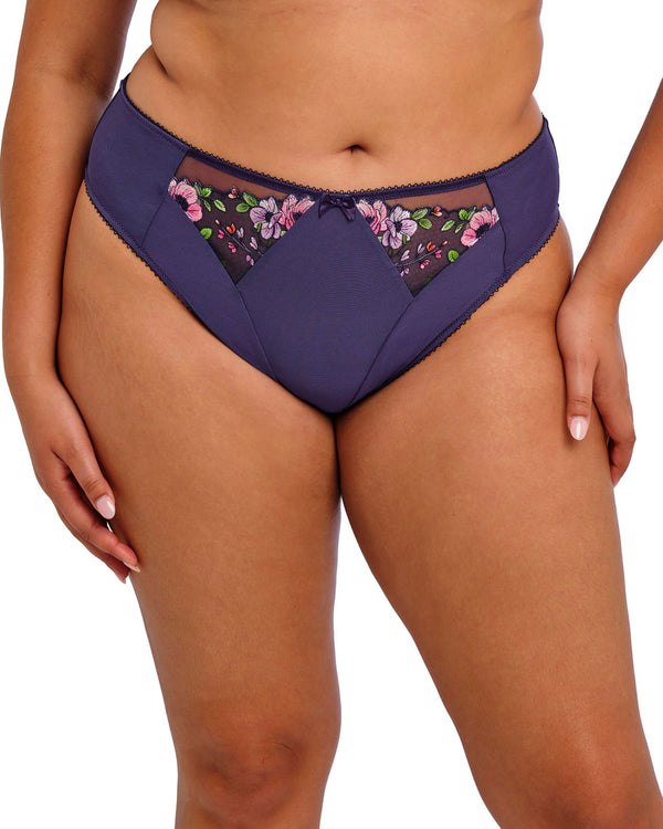 Elomi Himari High Leg Brief in Midnight made for the curvier woman front view