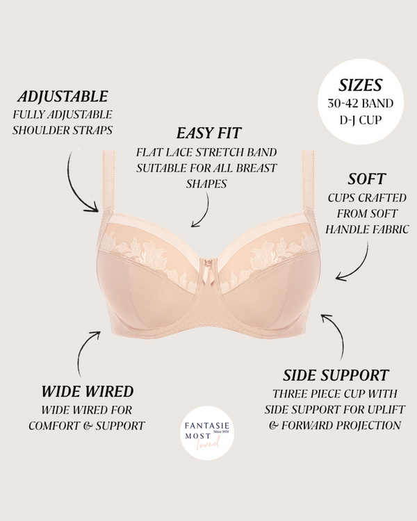 Fantasie Illusion Side Support Bra D Cup and Up Fuller Bust Lingerie features