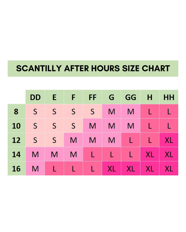 Scantilly After Hours Slip made for curves up to a D-HH cup size chart