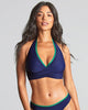 Panache Sofia Halter Non-Wired Bikini in Ric Rac Navy made for the curvier woman with a big bust front view