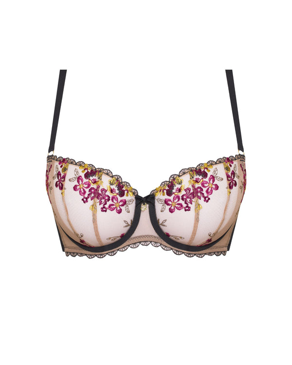 Samanta Ramona Half Cup Balcony Polish Bra full bust pink embroidery Back