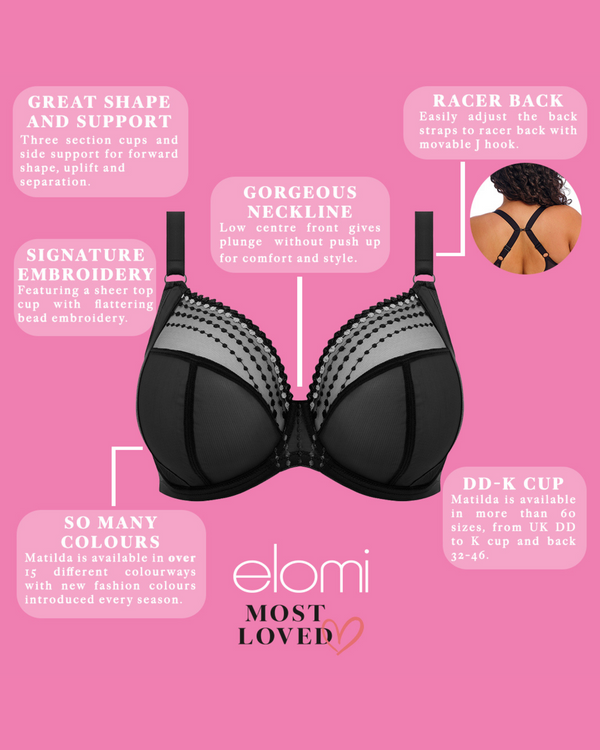 Elomi Matilda Plunge Bra made for Curves Back features